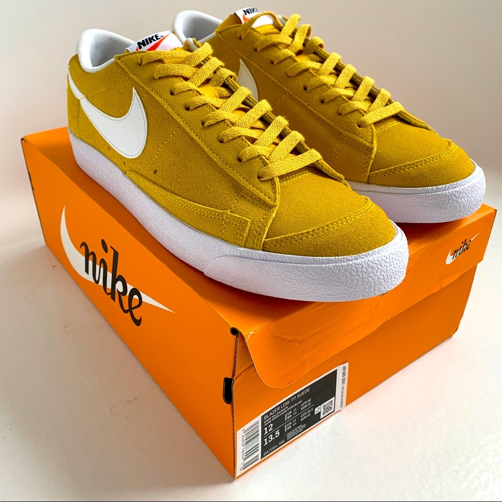 Nike Blazer Low '77 Suede Vintage Sneaker Shoes DA7254-700 Speed Yellow Mens 12